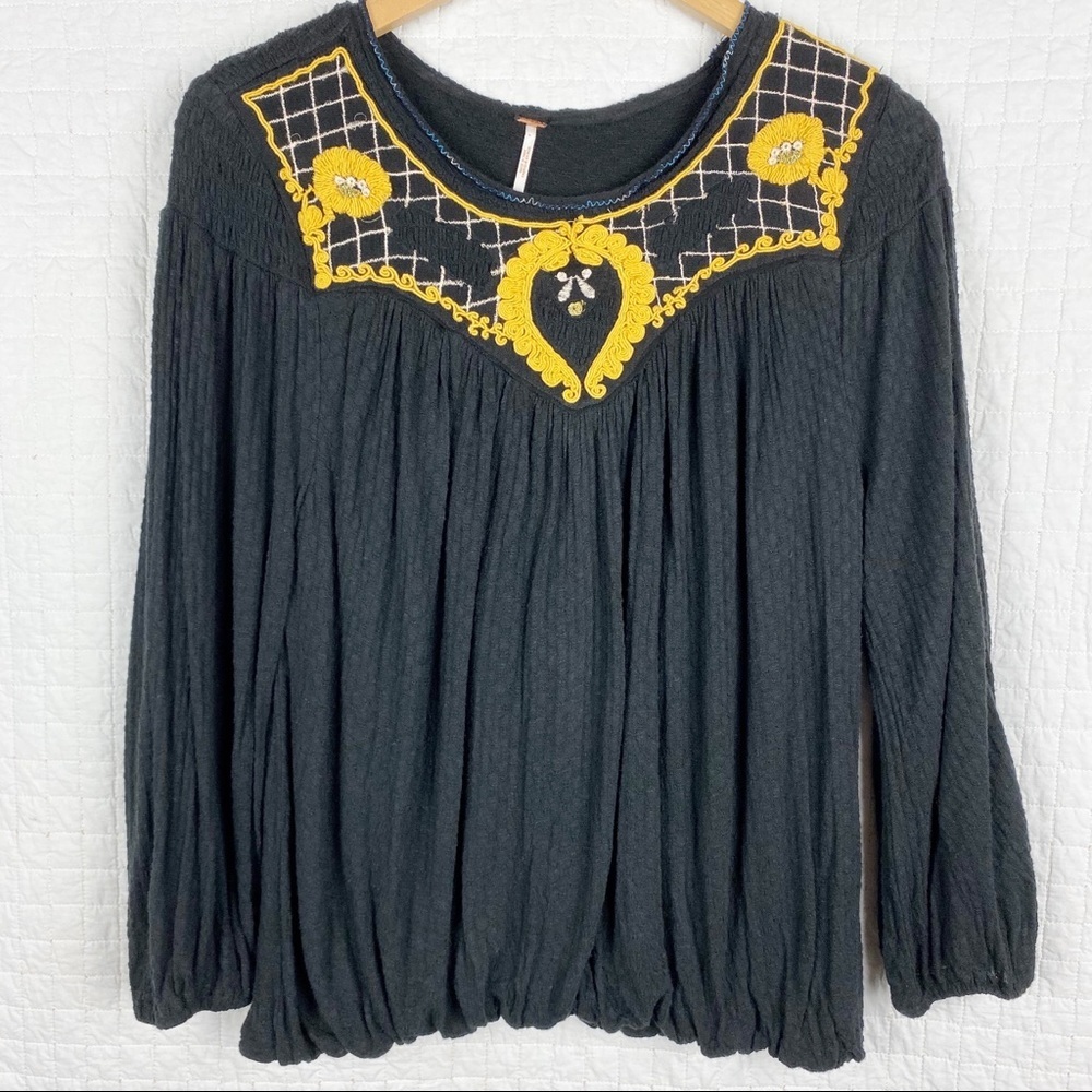 Free People Begonia Embroidered Scoop Neck Top S - Picture 3 of 8